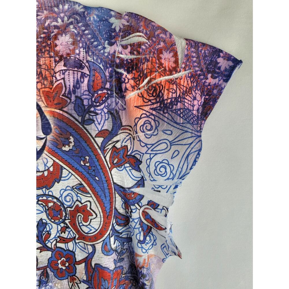 APT. 9 Patriotic Red White Blue Paisley 4th of July Rhinestone Blouse Size L - Picture 8 of 12
